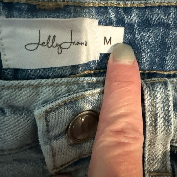 JELLY JEANS High Rise Cut Offs Shorts Distressed Light Blue Distressed Sz Medium - Picture 3 of 3